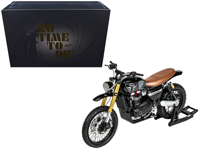 Triumph Scrambler 1200 XE Motorcycle Black Dirty Version James Bond 007 No Time to Die 2021 Movie Diecast Model Car Corgi CC08403