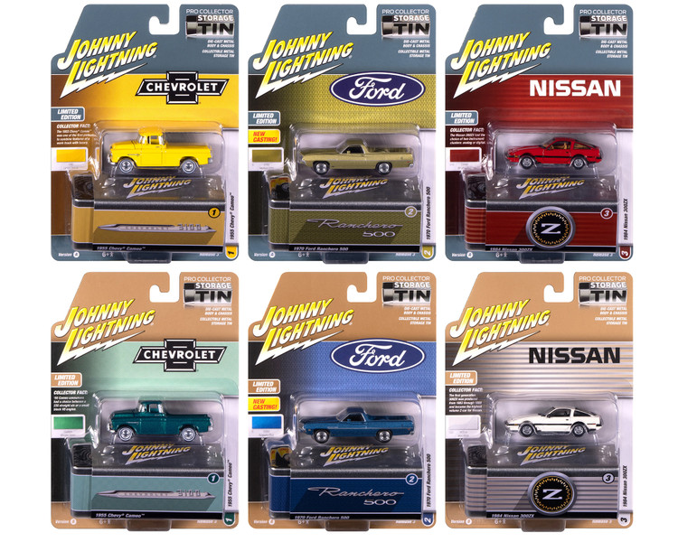 Johnny Lightning Collector's Tin 2025 Set of 6 Cars Release 3 Limited Edition 1/64 Diecast Model Cars Johnny Lightning JLCT018
