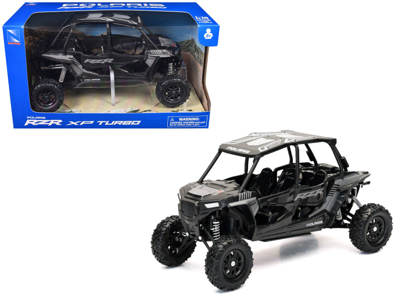 Polaris RZR XP 4 Turbo EPS Sport UTV Onyx Black with Gray Graphics 1/18 Diecast Model New Ray 57843D