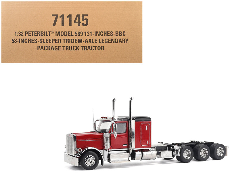 Peterbilt 589 Tridem Axle Legendary Package Truck Tractor with 58 Sleeper Legendary Red Transport Series 1/32 Diecast Model Diecast Masters 71145