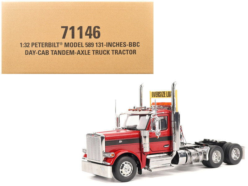 Peterbilt 589 Tandem Axle Truck Tractor with Day Cab Legendary Red Transport Series 1/32 Diecast Model Diecast Masters 71146