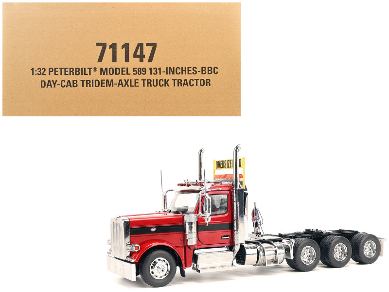 Peterbilt 589 Tridem Axle Truck Tractor with Day Cab Legendary Red Transport Series 1/32 Diecast Model Diecast Masters 71147