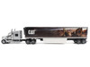 International Lonestar Truck with Sleeper Silver Metallic with CAT Caterpillar Mural Trailer Transport Series 1/50 Diecast Model Diecast Masters 85769