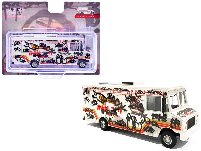 Food Truck The Graffiti Truck White with Graphics 1/64 Diecast Model American Diorama AD-70102MJ