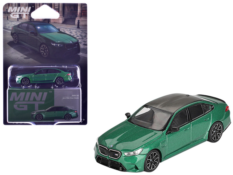 BMW M5 Isle of Man Green Metallic with Carbon Top Limited Edition 1/64 Diecast Model Car Mini GT MGT01086
