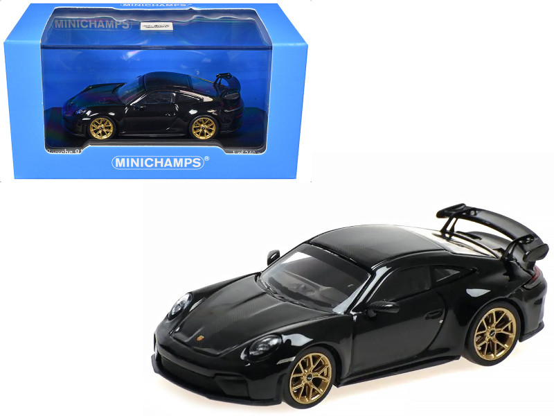 2025 Porsche 911 992 2 GT3 Weissach Package Black with Carbon Stripe Limited Edition to 240 pieces Worldwide 1/64 Diecast Model Car Minichamps MC640064222