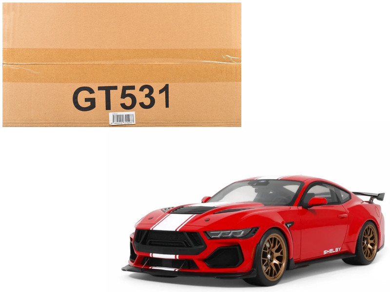 2025 Shelby Mustang Supersnake Race Red with White Stripes 1/18 Model Car GT Spirit GT531