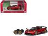 Pagani Imola Red Metallic with Carbon Top and Stripes with Extra Wheels 1/64 Diecast Model Car CM Model CM64-IMOLA-05