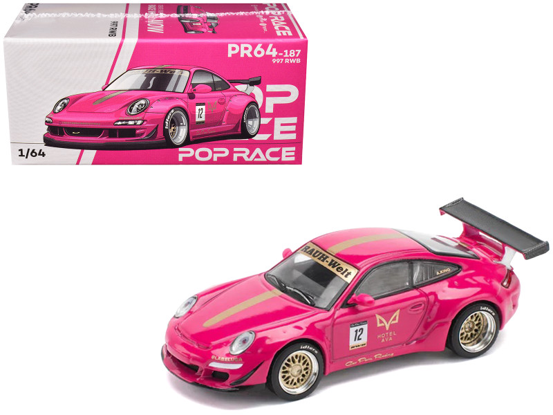 RWB 997 #12 Hotel Ava Pink Metallic 1/64 Diecast Model Car Pop Race PR640187