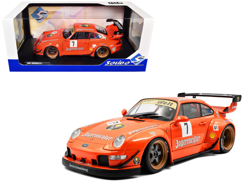 2020 RWB Bodykit #7 Jagermeister Orange with Graphics 1/18 Diecast Model Car Solido S1808506