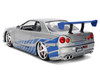 Brian's Nissan Skyline GT-R R34 RHD Right Hand Drive Silver Color Brush Finish with Blue Stripes 2 Fast 2 Furious 2003 Movie Fast & Furious Series 1/24 Diecast Model Car Jada 36818