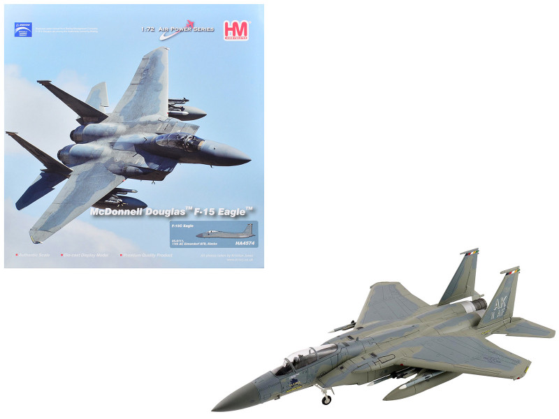 McDonnell Douglas F-15C Eagle Fighter Aircraft 85-0111 11th Air Force Elmendorf Air Force Base Alaska United States Air Force Air Power Series 1/72 Diecast Model Hobby Master HA4574