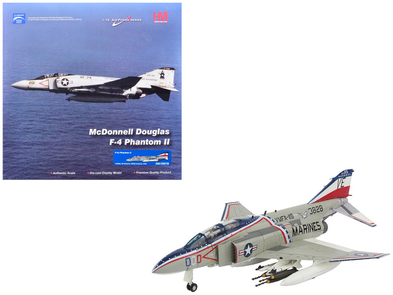 McDonnell Douglas F-4J Phantom II Fighter-Bomber Aircraft 153828 MCAS Iwakuni Japan 1976 United States Marine Corps Air Power Series 1/72 Diecast Model Hobby Master HA19078
