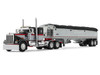 Kenworth W900A with 36 Sleeper and 43' Wilson Pacesetter Grain Trailer Black and Gray with Viper Red Stripes 1/64 Diecast Model DCP/First Gear 60-2137