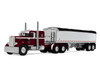 Peterbilt 351 with 36 Sleeper and 34' Wilson Pacesetter Grain Trailer Dark Cherry with White Stripes 1/64 Diecast Model DCP/First Gear 60-2218