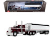 Peterbilt 351 with 36 Sleeper and 34' Wilson Pacesetter Grain Trailer Dark Cherry with White Stripes 1/64 Diecast Model DCP/First Gear 60-2218