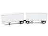 28' Dry Van Double Pup Trailers White Set of 2 pieces 1/87 HO Scale Plastic Model HO Logistics HL-149
