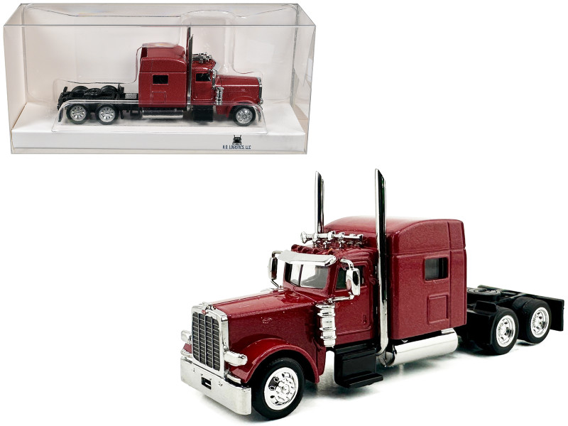 Peterbilt 389 Truck Tractor with Sleeper Cab Red Metallic 1/87 HO Scale Plastic Model Car HO Logistics HL-38901