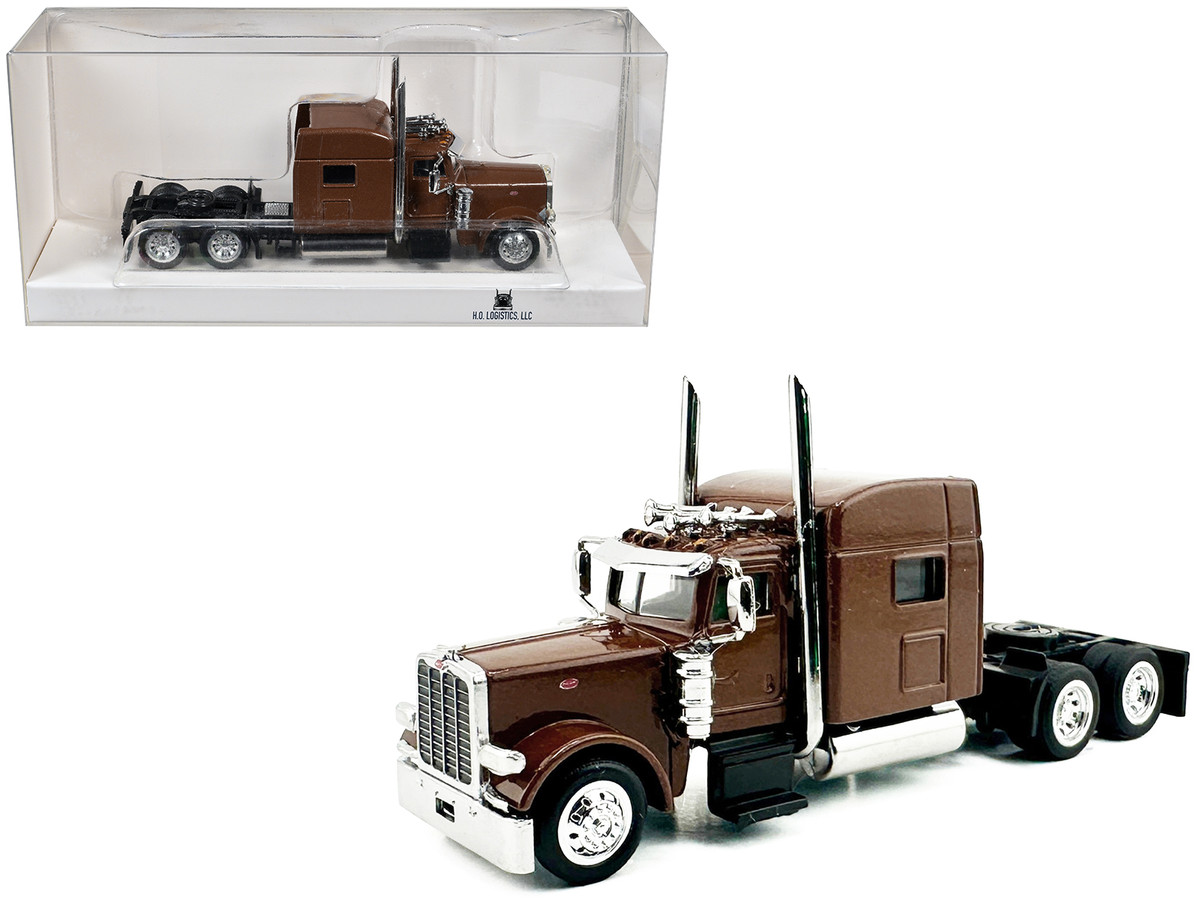 Peterbilt 389 Truck Tractor with Sleeper Cab Brown Metallic 1/87