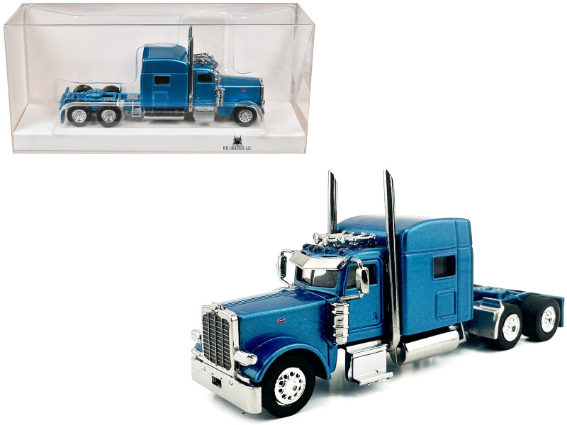 Peterbilt 389 Truck Tractor with Sleeper Cab Blue Metallic 1/87 HO Scale Plastic Model Car HO Logistics HL-38906