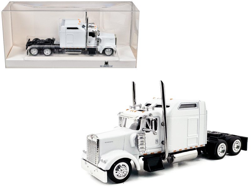 Kenworth W900L Truck Tractor with Sleeper Cab White 1/87 HO Scale Plastic Model Car HO Logistics HL-90007