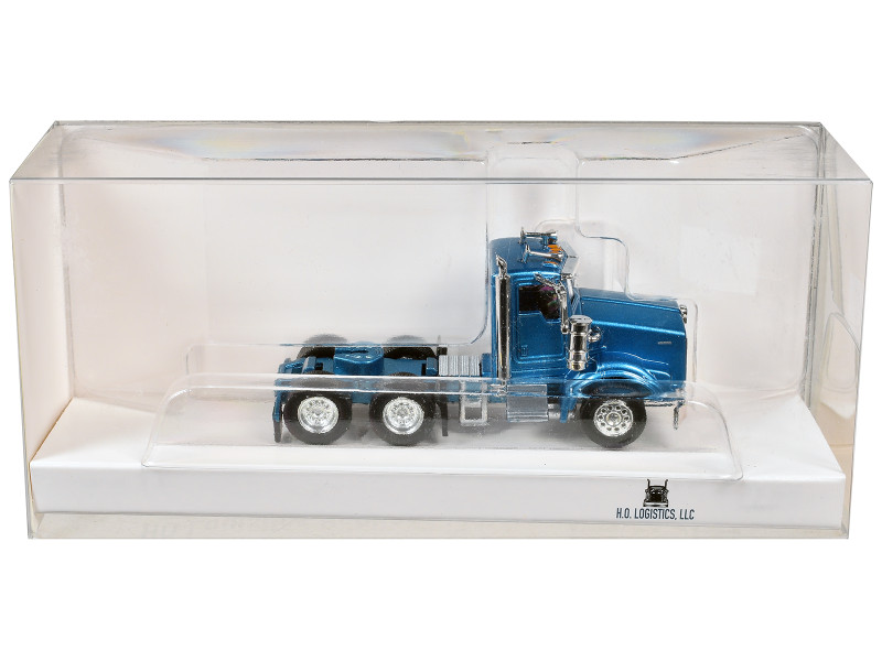 Kenworth T800 Day Cab Blue Metallic 1/87 HO Scale Plastic Model Car by HO Logistics HL-80006