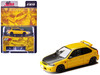 Honda Civic EK9 RHD Right Hand Drive Yellow with Carbon Hood Initial D 1995-2013 Manga Diorama Set Series 1/64 Diecast Model car Hobby Japan HJDMD007