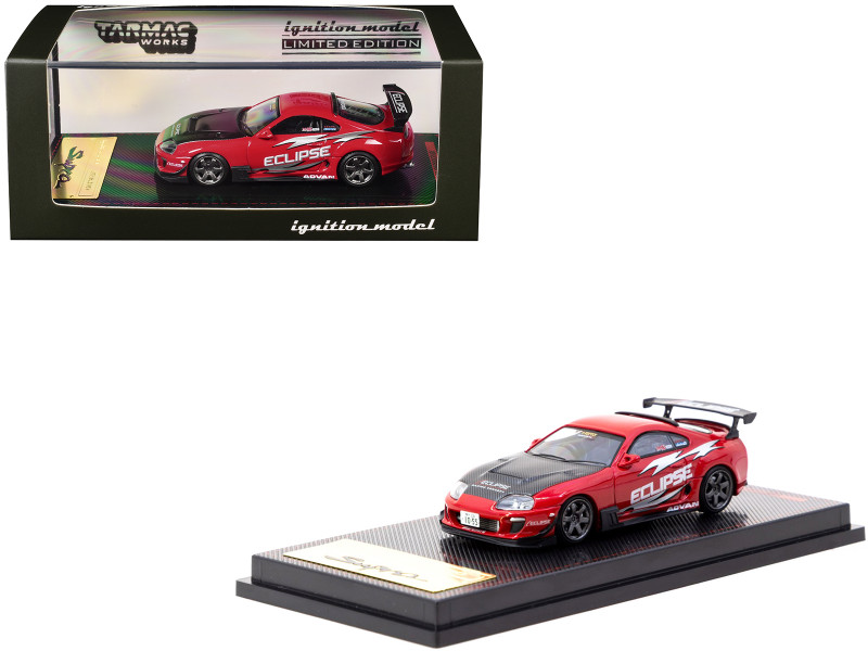 Toyota Supra JZA80 RZ RHD Right Hand Drive Eclipse Racing Concept Red with Carbon Hood 1/64 Diecast Model Car Ignition Model IG3841