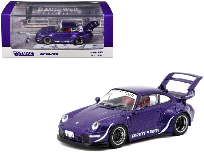 RWB 993 Army Girl Purple Metallic Hobby64 Series 1/64 Diecast Model Car Tarmac Works T64-TL017-AG