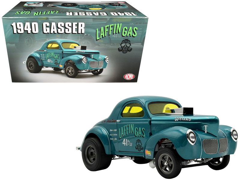 1940 Gasser Laffin Gas Teal Metallic with Graphics Limited Edition to 306 pieces Worldwide 1/18 Diecast Model Car ACME A1800936
