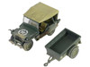 Willys MB Jeep with Trailer Olive Drab Weathered with Driver Figure United States Army Mini AFV Series 1/64 Diecast Model Forces of Valor FOV-805104