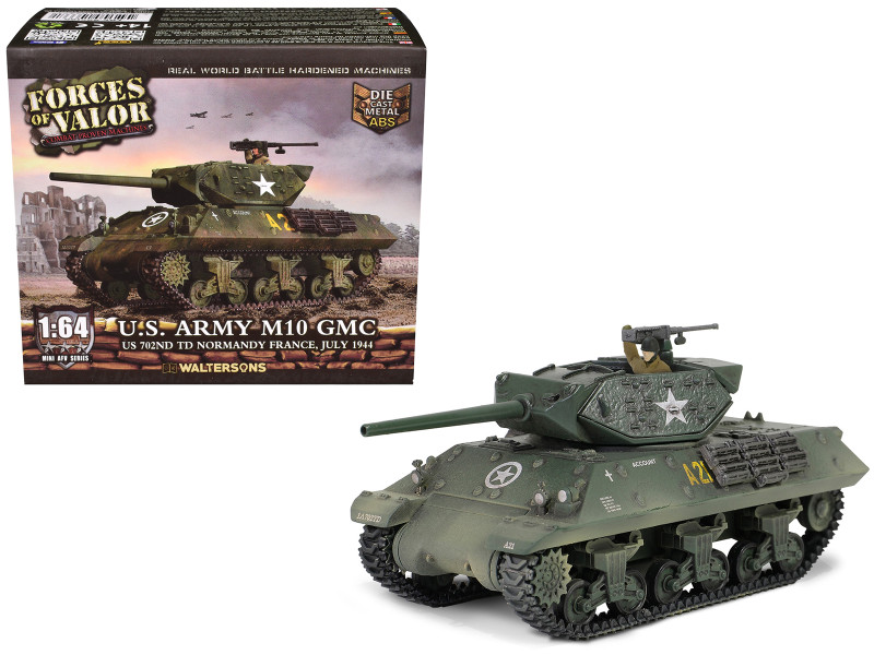 U S Army M10 GMC Tank 702nd Tank Destroyer Battalion Normandy France 1944 United States Army Mini AFV Series 1/64 Diecast Model Forces of Valor FOV-805105