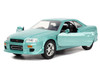 Brian's Nissan Skyline GT-R BNR34 RHD Right Hand Drive Turquoise Metallic Fast & Furious Movie 1/32 Diecast Model Car Jada 32586
