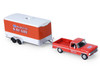1969 Ford F 250 Pickup Truck Red and 1969 Chevrolet Camaro Z28 Dan Fletcher Orange with White Hood NHRA Safety Team with Enclosed Car Trailer Racing Hitch & Tow Series 6 1/64 Diecast Model Cars Greenlight 31190A