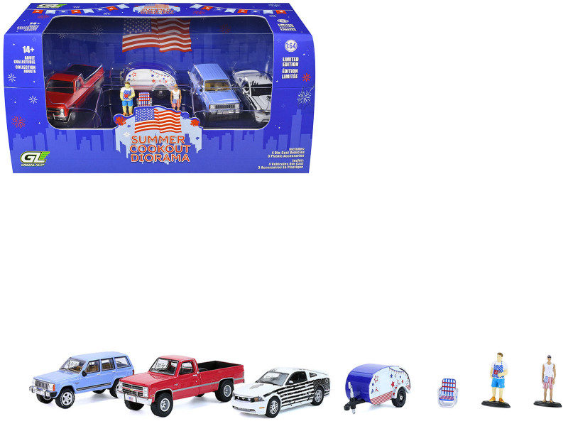 Summer Cookout Diorama Set of 7 pieces 1/64 Diecast Model Cars Greenlight 58058