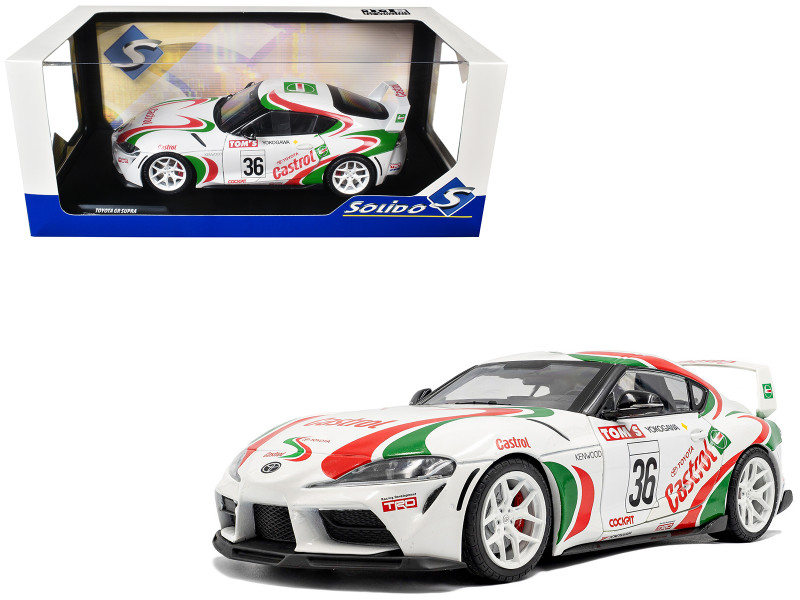 2024 Toyota GR Supra #36 Toyota Racing Tribute White with Green and Red Graphics 1/18 Diecast Model Car Solido S1809007