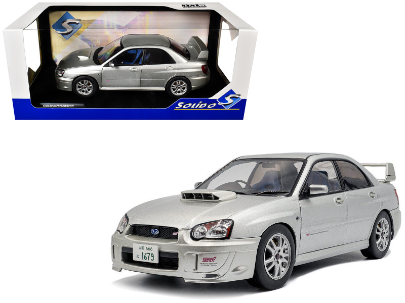 2004 Subaru Impreza WRX STI RHD Right Hand Drive Premium Silver Effect 1/18 Diecast Model Car by Solido S1812303