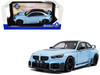 2024 BMW M2 Performance Parts Zandvoort Blue with Carbon Top and Black Stripes 1/18 Diecast Model Car Solido S1812901