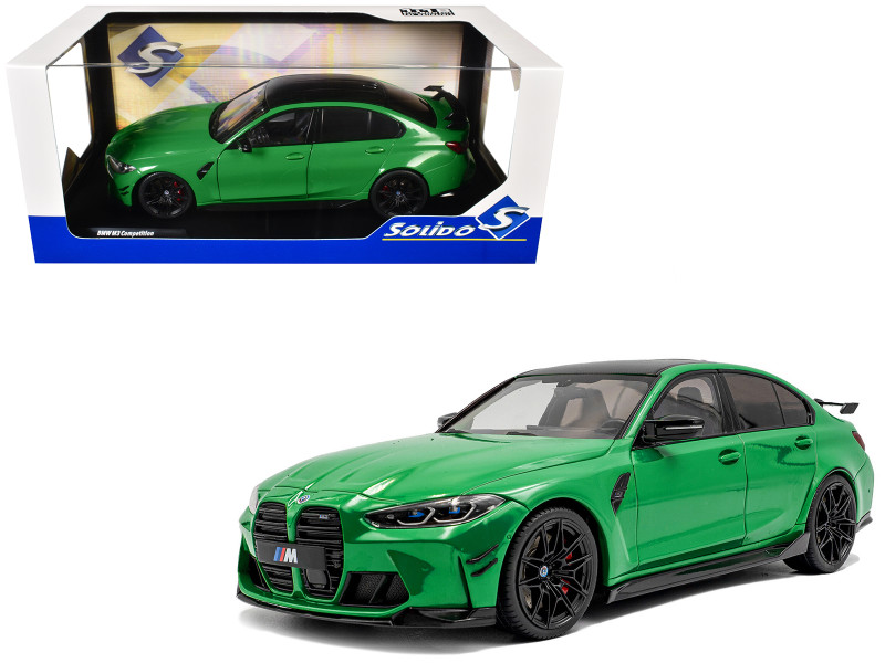 2024 BMW M3 Competition Signal Green with Carbon Top 1/18 Diecast Model Car by Solido S1814302
