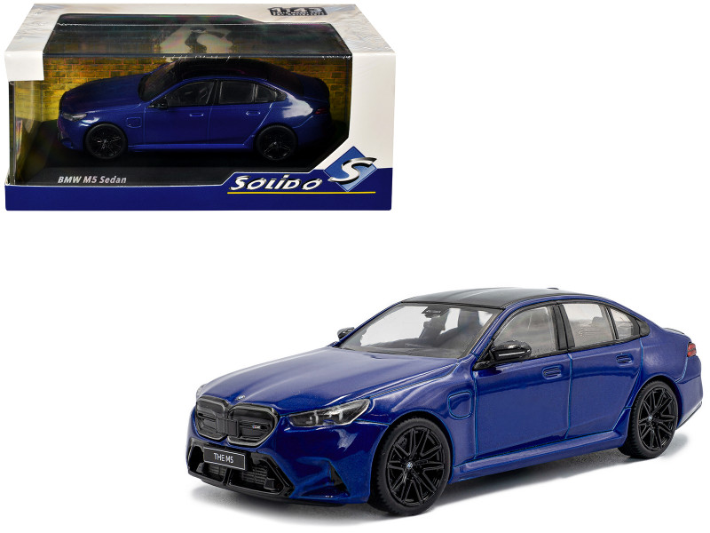 2024 BMW M5 Sedan Marina Bay Blue Metallic with Black Top 1/43 Diecast Model Car Solido S4317551
