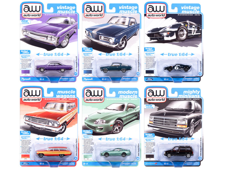 Auto World Premium 2025 Release 3 Set B of 6 pieces 1/64 Diecast Model Cars Auto World 64522B