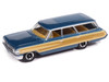 1964 Ford Country Squire Guardsman Blue Metallic with Woodgrain Sides Muscle Wagons Series 1/64 Diecast Model Car Auto World 64522-AWSP205A