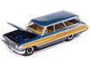 1964 Ford Country Squire Guardsman Blue Metallic with Woodgrain Sides Muscle Wagons Series 1/64 Diecast Model Car Auto World 64522-AWSP205A