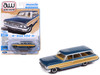 1964 Ford Country Squire Guardsman Blue Metallic with Woodgrain Sides Muscle Wagons Series 1/64 Diecast Model Car Auto World 64522-AWSP205A
