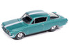 1965 Plymouth Barracuda Formula S Turquoise Metallic with White Stripe Vintage Muscle Series 1/64 Diecast Model Car Auto World 64522-AWSP207A