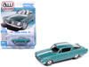 1965 Plymouth Barracuda Formula S Turquoise Metallic with White Stripe Vintage Muscle Series 1/64 Diecast Model Car Auto World 64522-AWSP207A