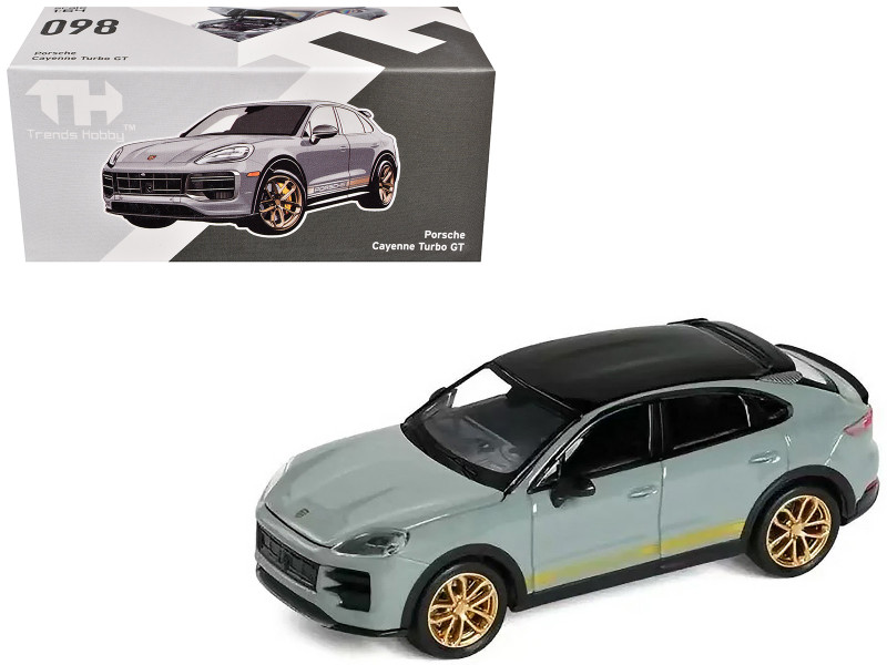 Porsche Cayenne Turbo GT Gray with Black Top and Gold Stripes 1/64 Diecast Model Car Trends Hobby 241090(B)