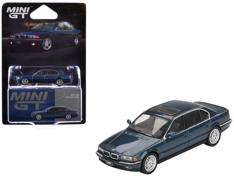BMW 750IL Sorrento Blue Metallic with Sun Roof Limited Edition 1/64 Diecast Model Car Mini GT MGT00894