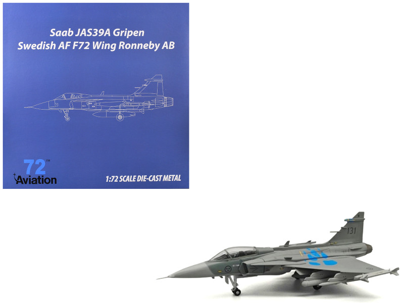 Saab JAS 39A Gripen Fighter Aircraft 131 F 7 Wing Cat’s Paw Livery Satenas Air Base 2006 Swedish Air Force 1/72 Diecast Model Airplane Aviation 72 AV72-43007