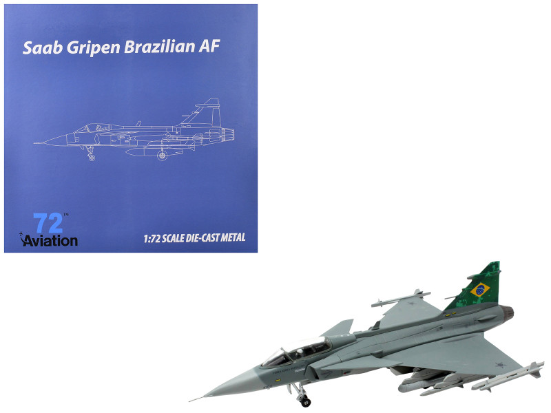 Saab JAS 39E Gripen Fighter Aircraft Brazilian Air Force 1/72 Diecast Model Airplane Aviation 72 AV72-43008
